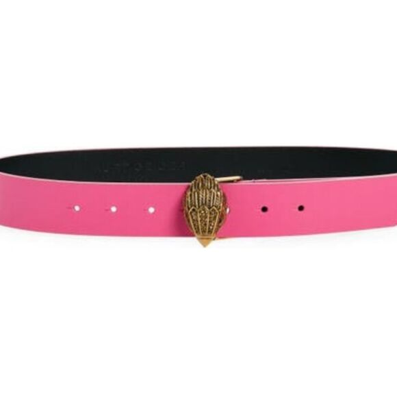 Kurt Geiger London Eagle Head Leather Belt- Fuschia/Antique Brass - Picture 3 of 8